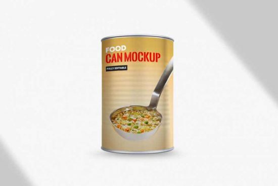 Мокап жестяной банки консервов PSD