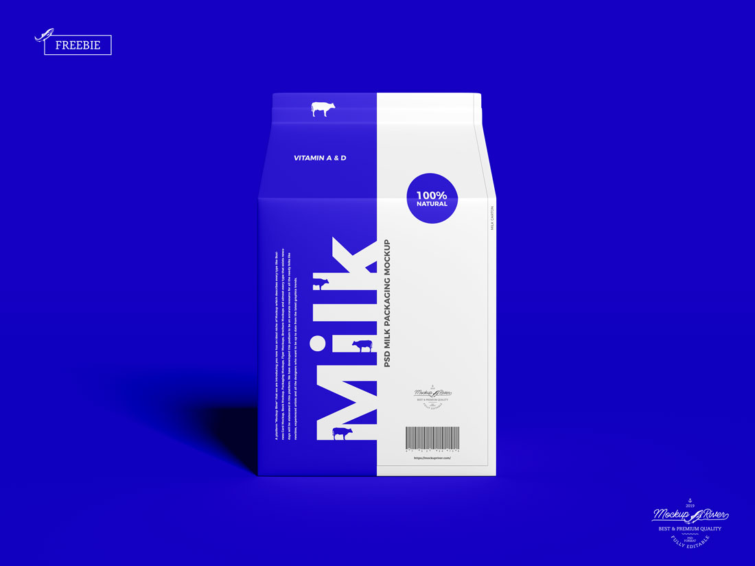 Мокап упаковки молока (Tetra Pak) PSD