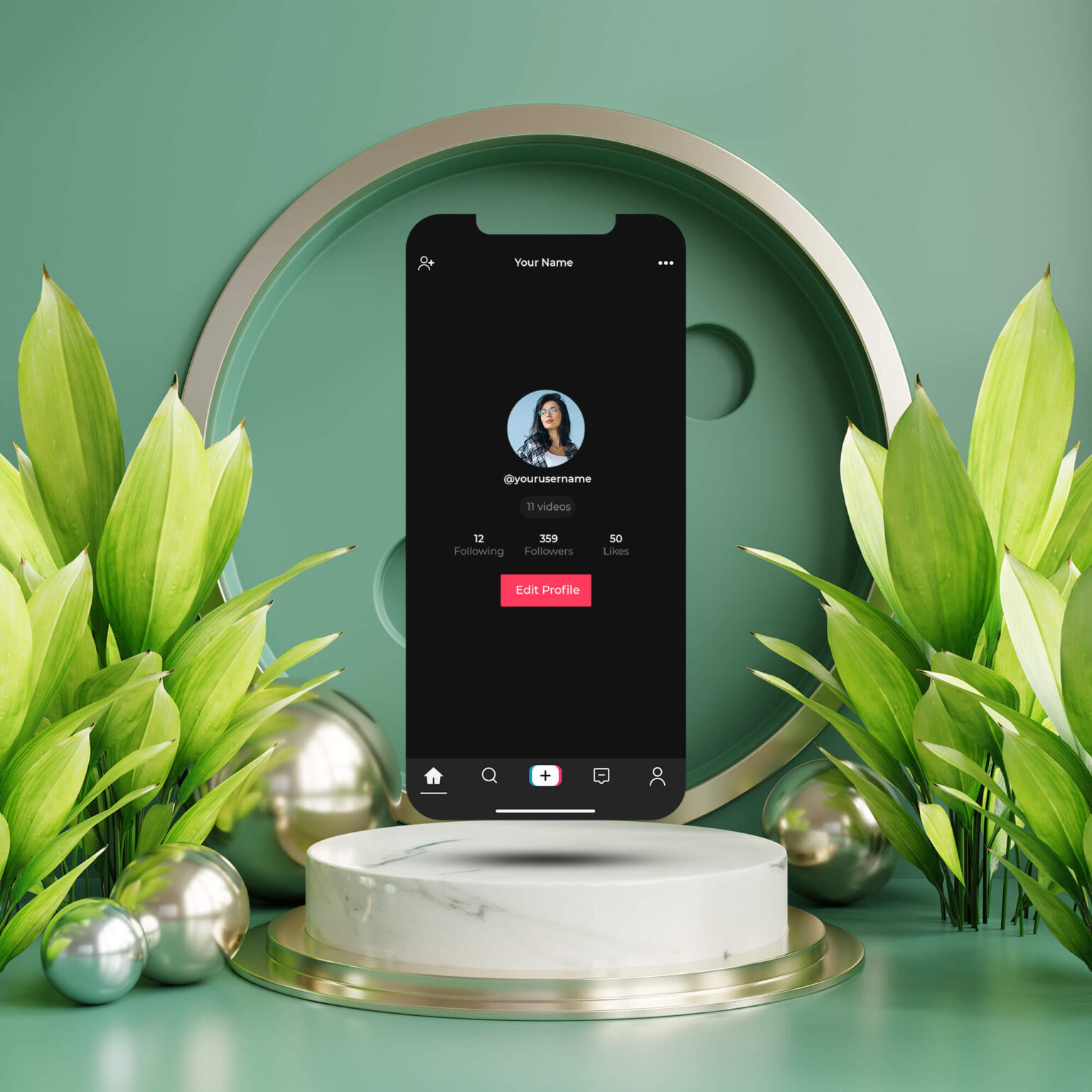 Мокап профиля TikTok PSD