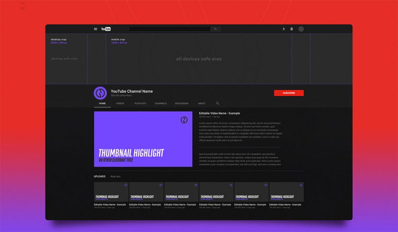 Мокап YouTube канала PSD