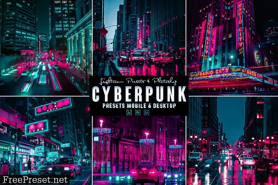 Пресет Cyberpunk для Photoshop Action & Lightrom