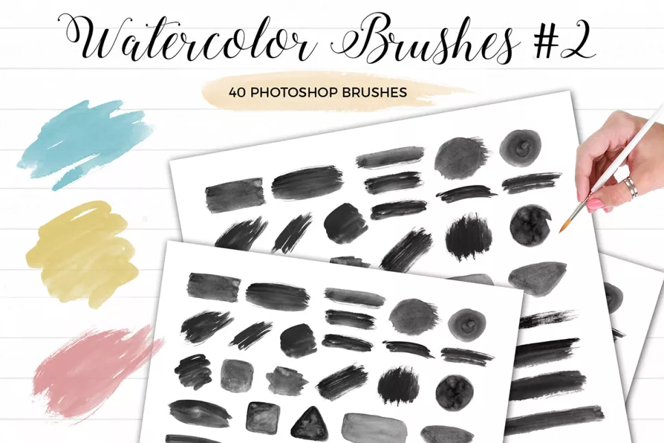 Набор кистей акварель Photoshop (ABR)