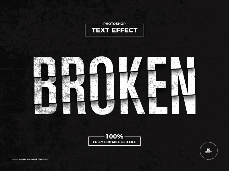 Эффект для текста "broken" Photoshop