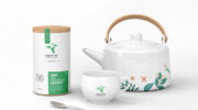 Мокап брендинга зеленого чая PSD
